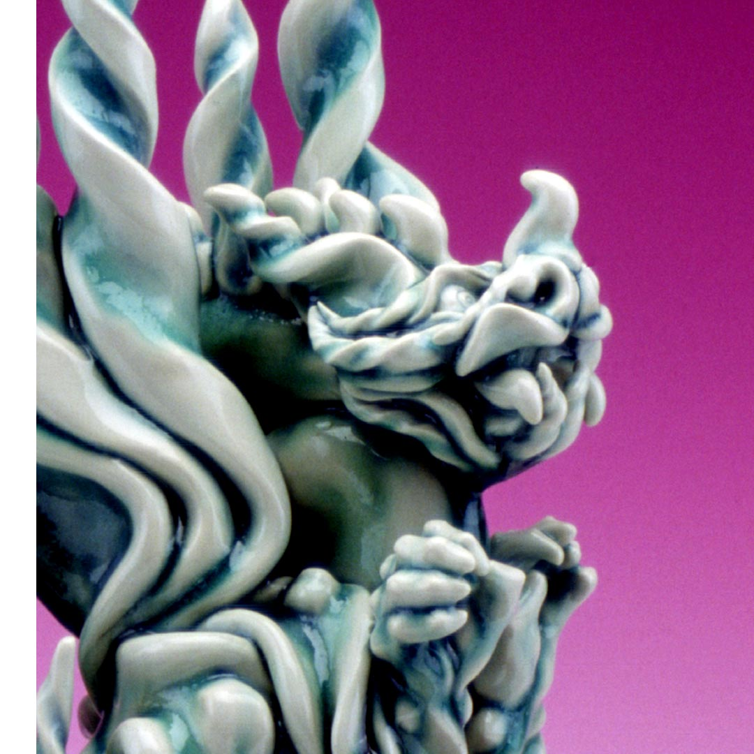 Tatsu porcelain dragon sculpture close-up detail