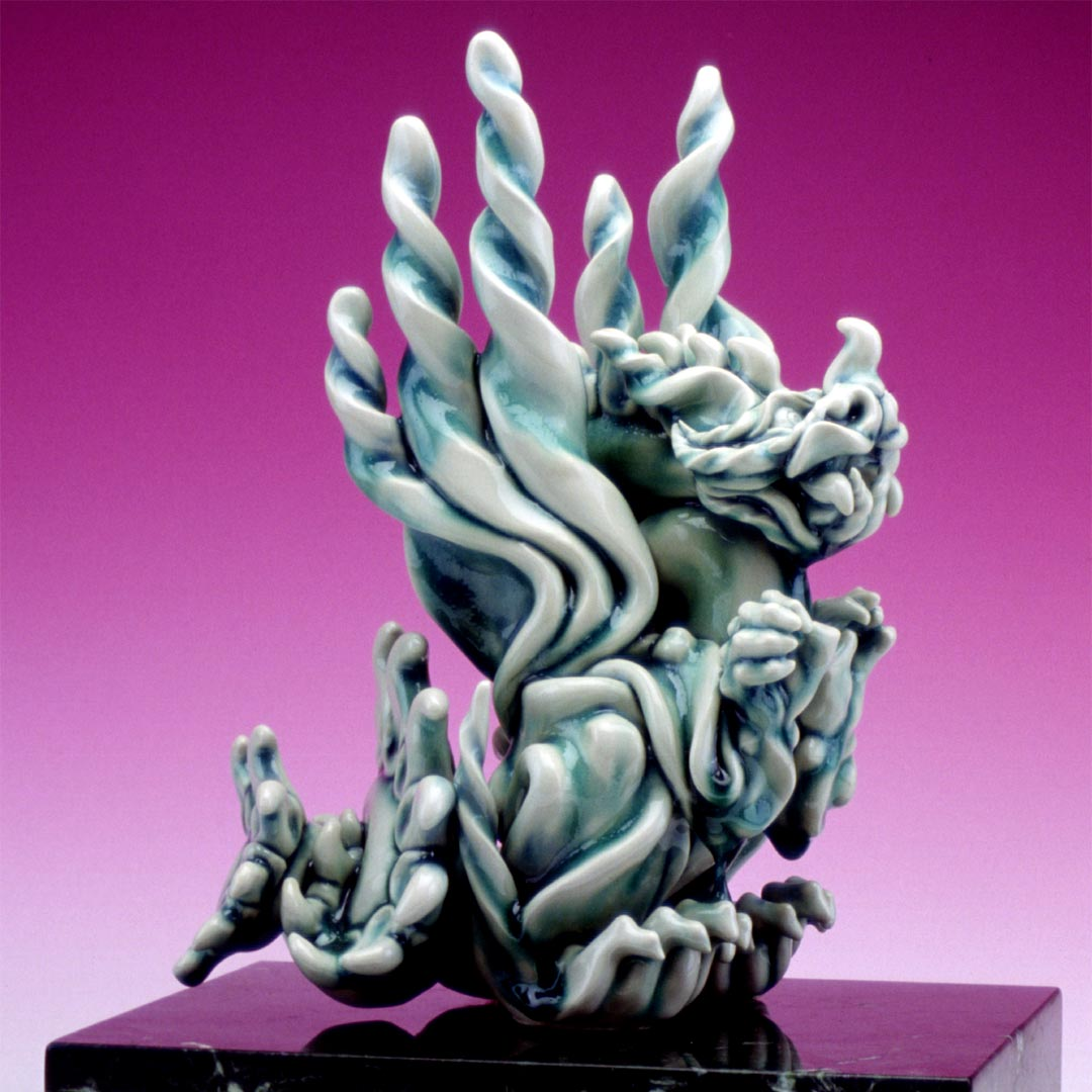 Tatsu porcelain dragon sculpture, original fantasy artwork